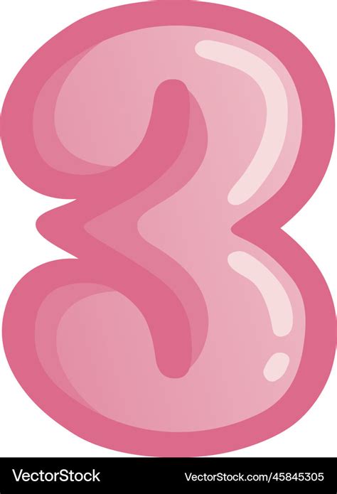 Number 3 Three Pink Bold Alphabet Royalty Free Vector Image