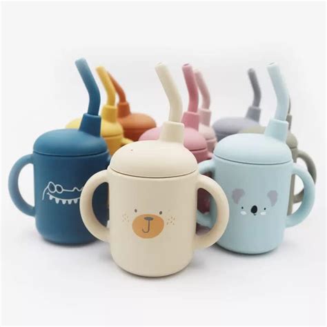 Silicone Baby Cup With Straw Koala Sippy Cup For 1 Year