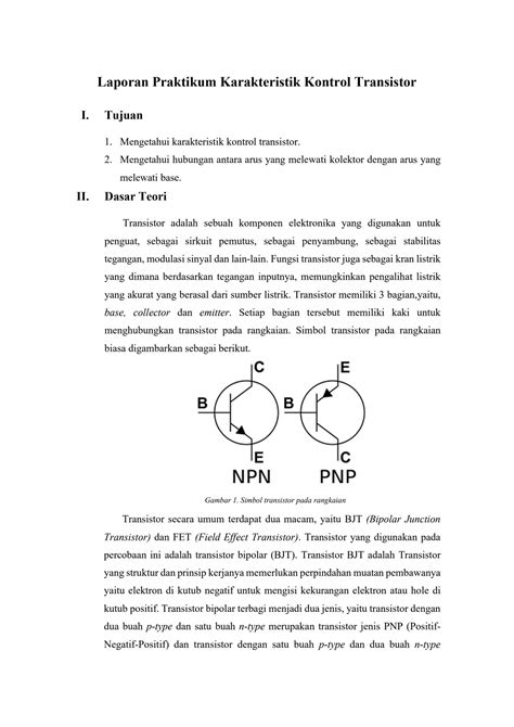 SOLUTION 5 Laporan Praktikum Karakteristik Kontrol Transistor Studypool