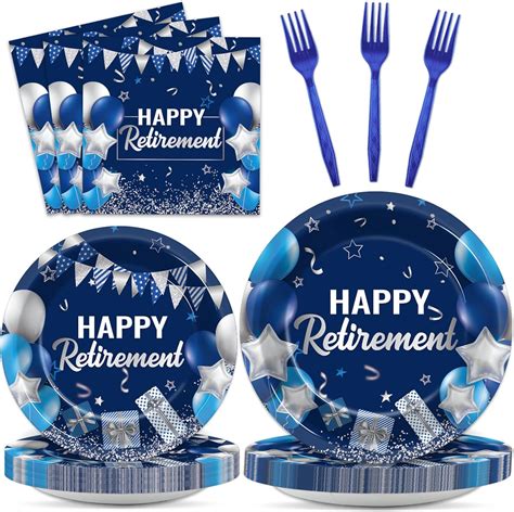 Amazon Gisgfim 96 Pcs Retirement Party Plates And Napkins Party