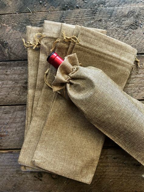 Bulk Burlap Wine Bottle Gift Bags With Drawstring Jute Wine Etsy