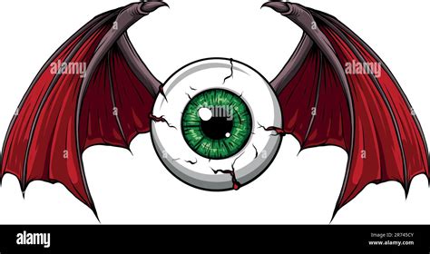 Vector illustration of Tattoo Flying Eyeball design Stock Vector Image ...