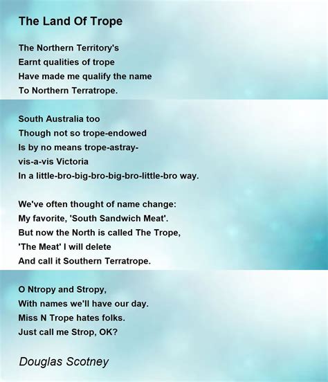 The Land Of Trope By Douglas Scotney The Land Of Trope Poem