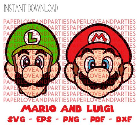 Mario And Luigi Set EPS Pdf SVG DXF Png Cut File Silhouette