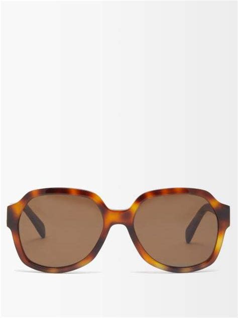 Celine Triomphe Round Tortoiseshell Acetate Sunglasses Brown