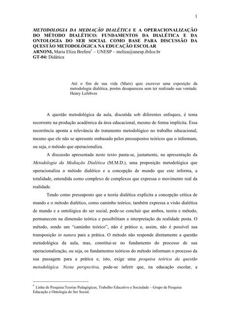 Pdf Metodologia Da Media O Dial Tica E A Operacionaliza O Do