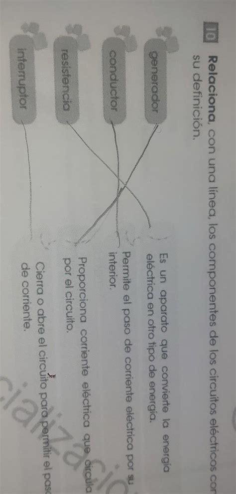 Relaciona Con Una L Nea Las Componentes De Los Circuitos El Ctricos Con