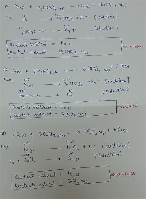 Solved For Each Reaction Write The Chemical Formulae Of The Oxidized Course Hero