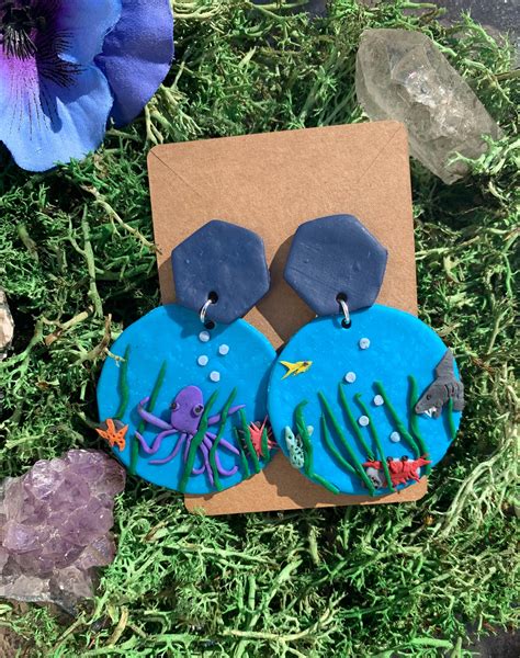 Polymer Clay Ocean Themed Earrings Etsy