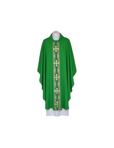 Green Chasuble With Decorative Woven Belt Sewofworld Poland