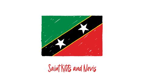 Saint Kitts And Nevis National Flag Pencil Color Sketch With