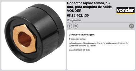 Conector R Pido F Mea Mm Para M Quina De Solda Vonder Mercadolivre