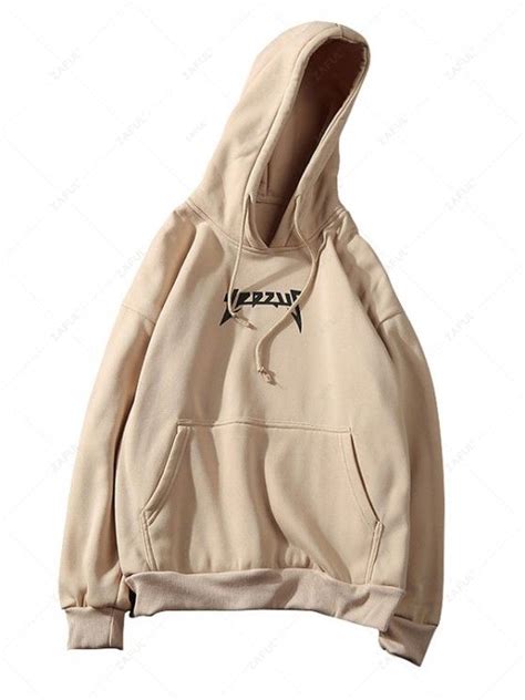 [28 Off] 2021 Kangaroo Pocket Pattern Print Solid Hoodie In Tan Zaful