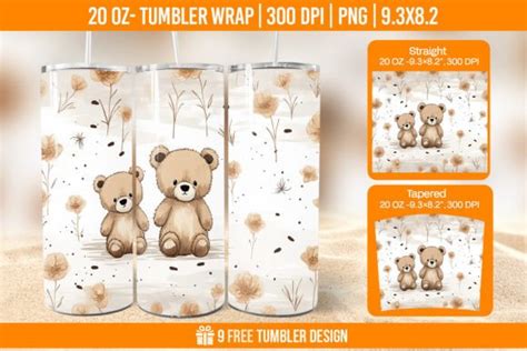 D Teddy Bear Tumbler Wrap Designs Graphic By Hassanaasi Creative