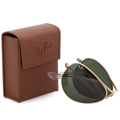 Ray Ban Aviator Folding Sunglasses Gold Green End Se