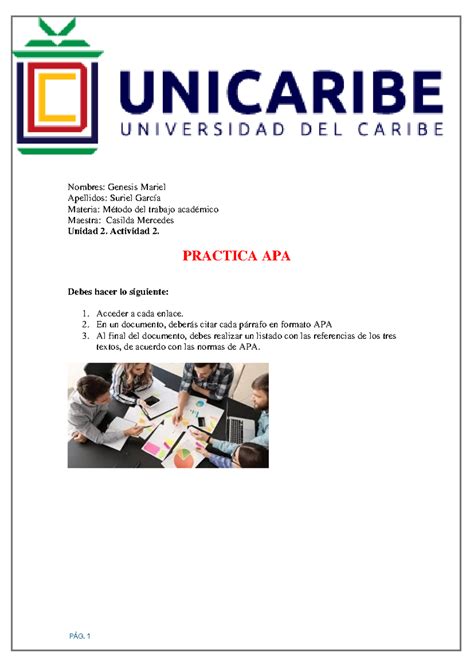 Unidad Actividad Practica Apa M Todo Del Trabajo Acad Mico P G