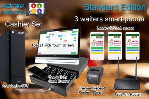 U Waiters With Smart Phones Admire Pos Point Of Sales System For