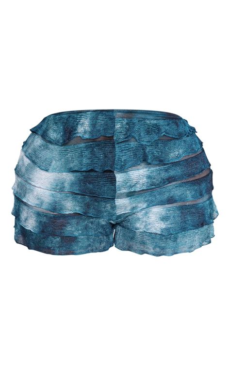 Shape Blue Ombre Frill Edge Hot Pants Prettylittlething Ksa