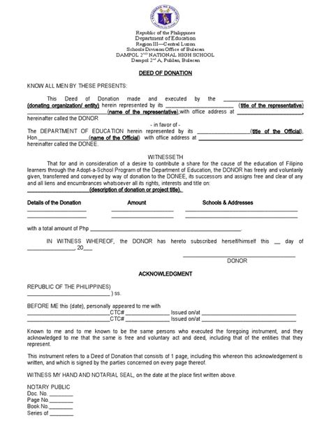 Deed Of Donation Pdf Civil Law Legal System Real Property Law