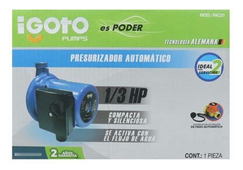 Bomba Presurizadora Igoto Pac21 Agua Caliente 13hp 49900020 Meses