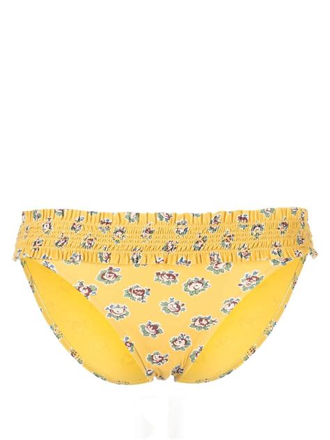 Tory Burch Costa Print Hipster Bikini Bottoms Yellow Farfetch