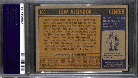 Lot Detail 1971 Topps 100 Lew Alcindor PSA 8