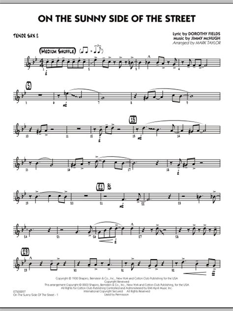 On The Sunny Side Of The Street Tenor Sax 2 By Mark Taylor Sheet Music For Jazz Ensemble At