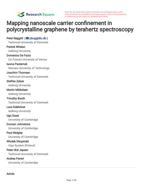 Pdf Mapping Nanoscale Carrier Confinement In Polycrystalline Graphene