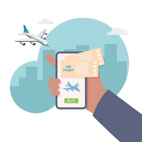 Premium Vector Online Buying Tickets With Smartphone Traveling On