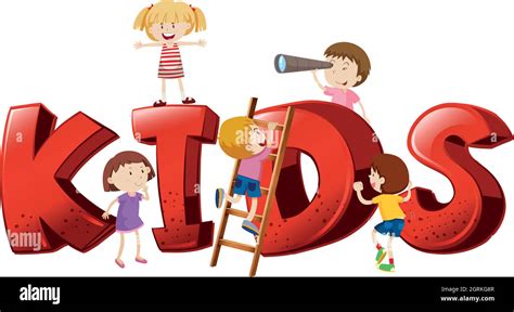 Font Design For The Word Kids Stock Vector Image And Art Alamy