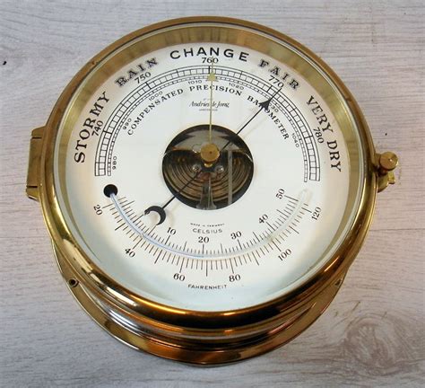 Round Ships Barometer Thermometer Combo In Yellow Brass Catawiki