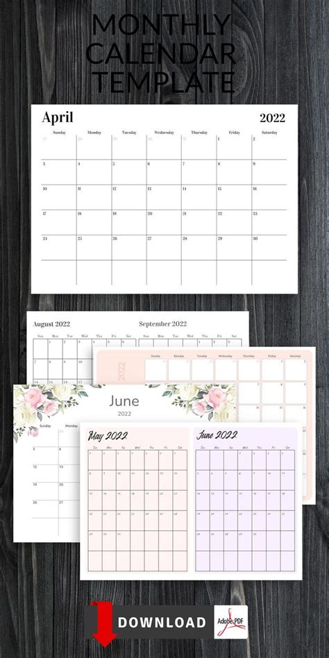 Monthly calendar template printable monthly calendar yearly calendar ...