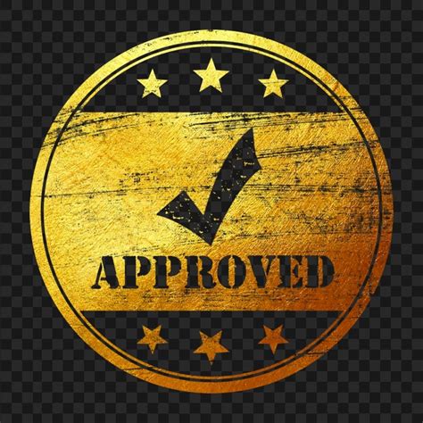 Golden Round Approved Stamp With Check Icon Citypng