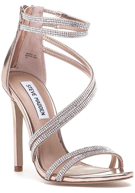 Steve Madden Sweetest Rose Gold Rhinestone Sandal In Metallic Lyst