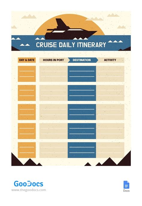 Cruise Daily Itinerary Template In Google Docs