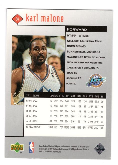 Upper Deck Black Diamond Karl Malone For Sale Online Ebay