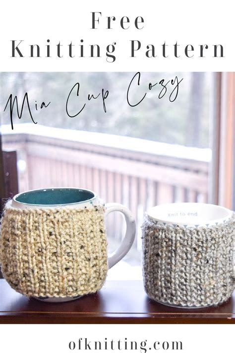 Free Pattern Knit Cup Cozy And Coaster Set Cup Cozy Knitting Pattern