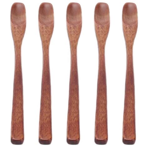 Qiilu Cuillère à crème glacée 5pcs Petite Cuillère en Bois Cuillère