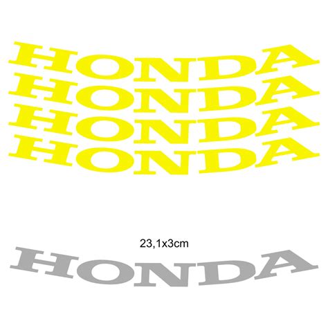 Kit 4 Adesivos Roda Interna Moto Honda Amarelo Adesivos