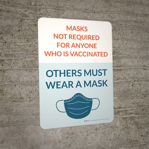 Masks Not Required For Anyone Who Is Vaccinated Others Must Wear A Mask Portrait Wall Sign