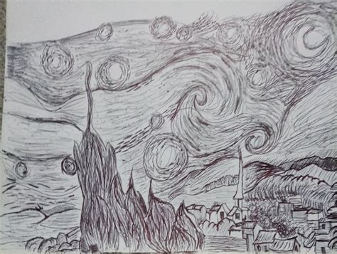 I Recently Drew Van Gogh S Starry Night Using A Biro R Drawing