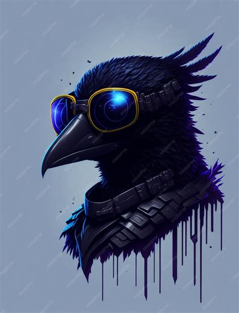 Premium Ai Image A Crow With Sunglasses And A Headphones