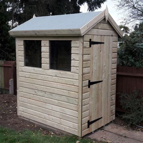 6 X 4 Fully Tanalised 19mm T G Shiplap Shed Apex Roof Chestnut Sheds