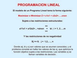 Modelos De Programacion Lineal Y Modelos Dinamicos 2 PPT