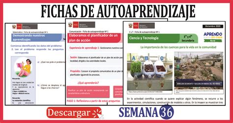 FICHAS DE AUTOAPRENDIZAJE APRENDO EN CASA SEMANA 36 EL RINCÓN DE