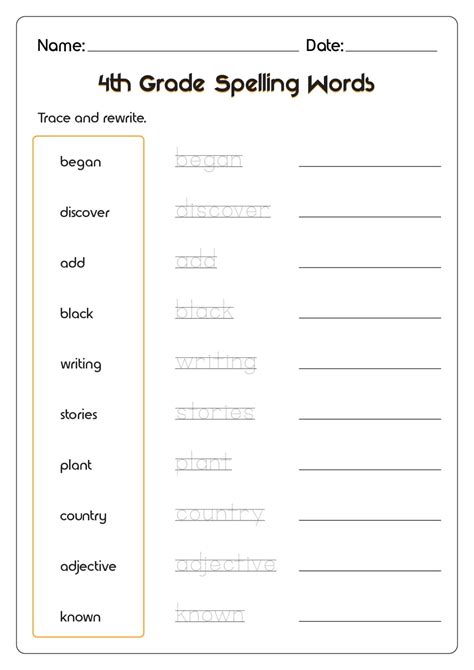 4th Grade Spelling Words Worksheets Worksheets Worksheet Hero