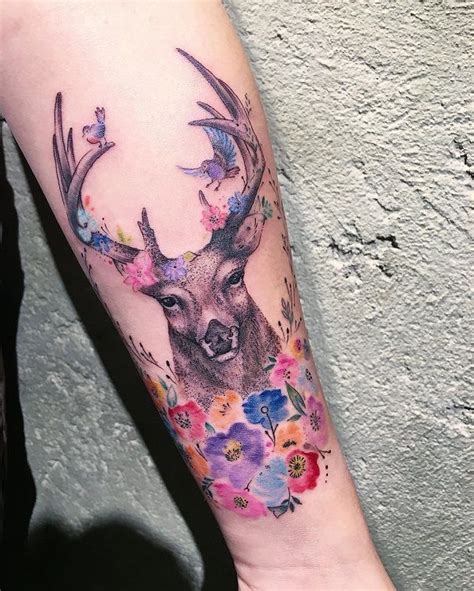 Inspiring Deer Tattoo Designs Cuded Floral Deer Tattoo Deer