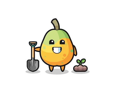 cute papaya cartoon is planting a tree seed 5047798 Vector Art at Vecteezy