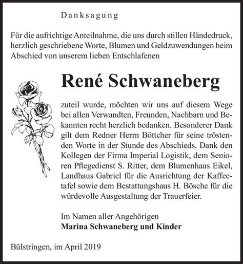 Traueranzeigen von René Schwaneberg abschied nehmen de