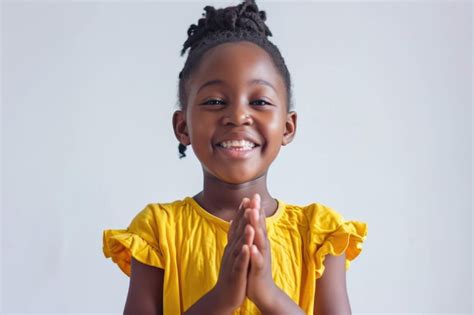 Premium Photo Joyful Black Girl Clapping And Smiling